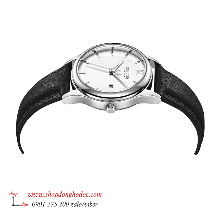 Đồng hồ nữ Julius JA 1309LA3 dây da đen mặt tròn trắng có lịch ĐHĐ36101