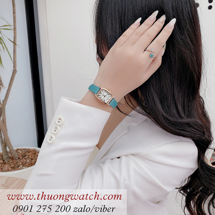 Đồng hồ nữ Julius JA 1334B dây da mặt chữ nhật oval size nhỏ xanh pastel ĐHĐ41201