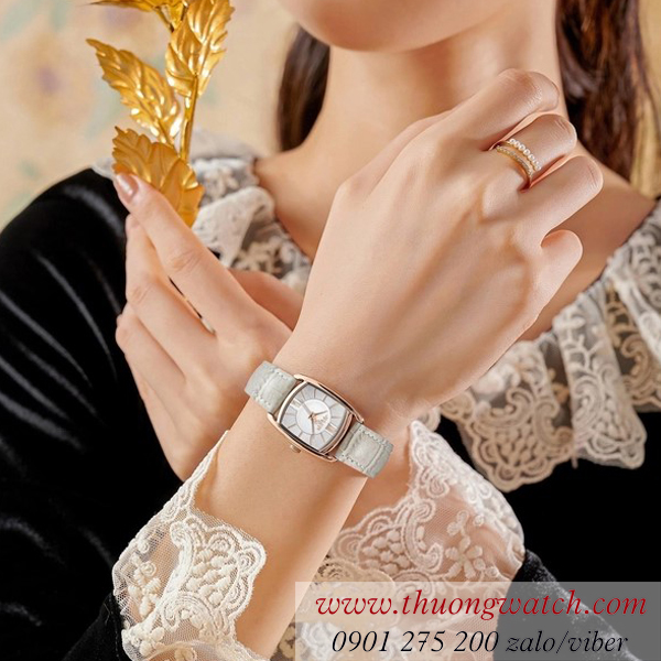 Đồng hồ nữ Julius JA 1364 dây da mặt vuông xám tro hiện đại ĐHĐ41601