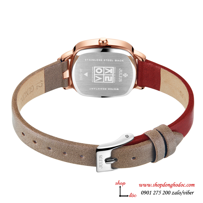 Đồng hồ nữ dây da mặt vuông size nhỏ đỏ quyến rũ Julius 1240 ĐHĐ27504