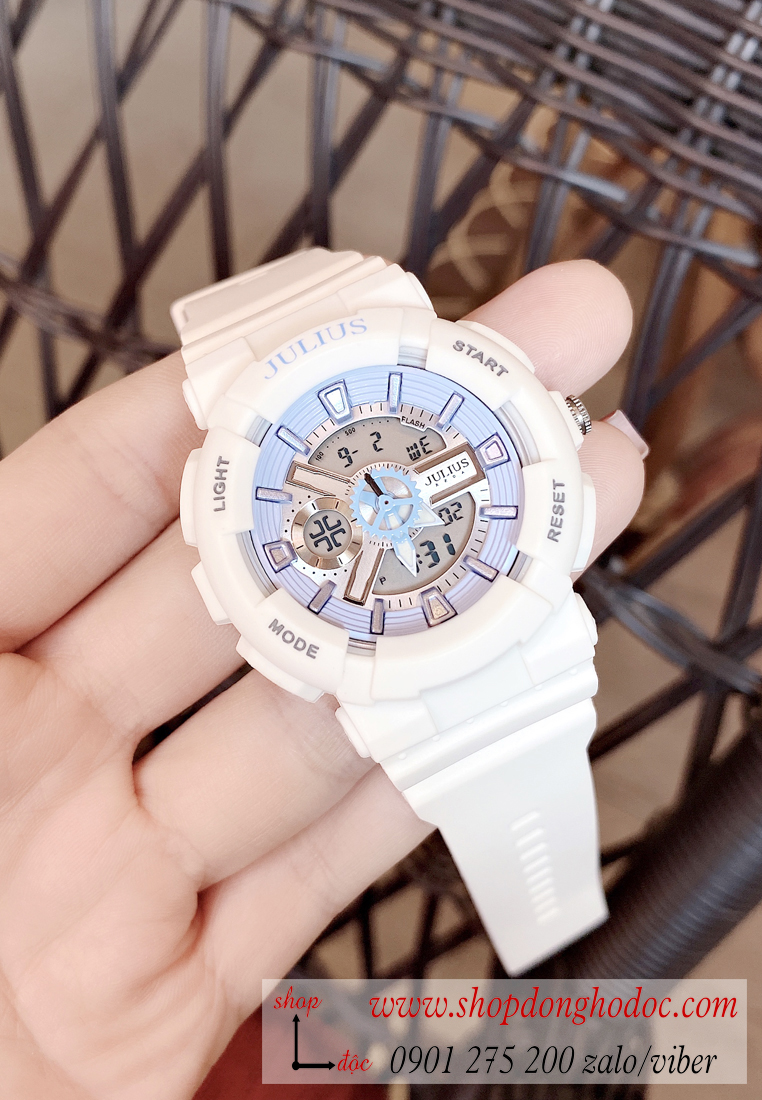 Đồng hồ nữ Julius JA 1276B dây Silicon mặt tròn trắng cá tính Hàn Quốc ĐHĐ28503