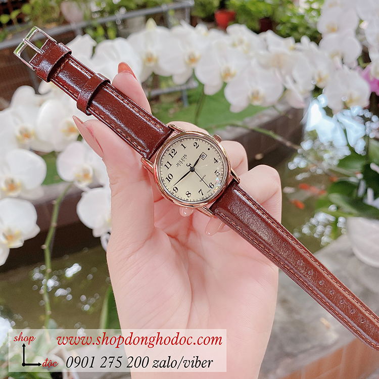 Đồng hồ Julius JA 508LC Hàn Quốc dây da mặt tròn nâu tây thanh lịch ĐHĐ32101