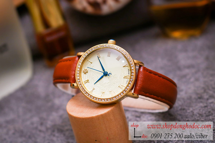Đồng hồ nữ Julius Hàn Quốc JA 585LC dây da mặt tròn nâu đính đá sang chảnh ĐHĐ31801