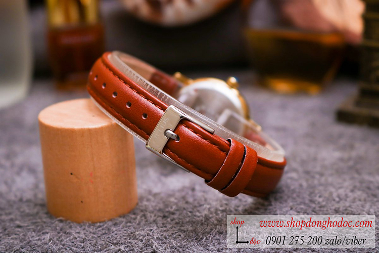 Đồng hồ nữ Julius Hàn Quốc JA 585LC dây da mặt tròn nâu đính đá sang chảnh ĐHĐ31801