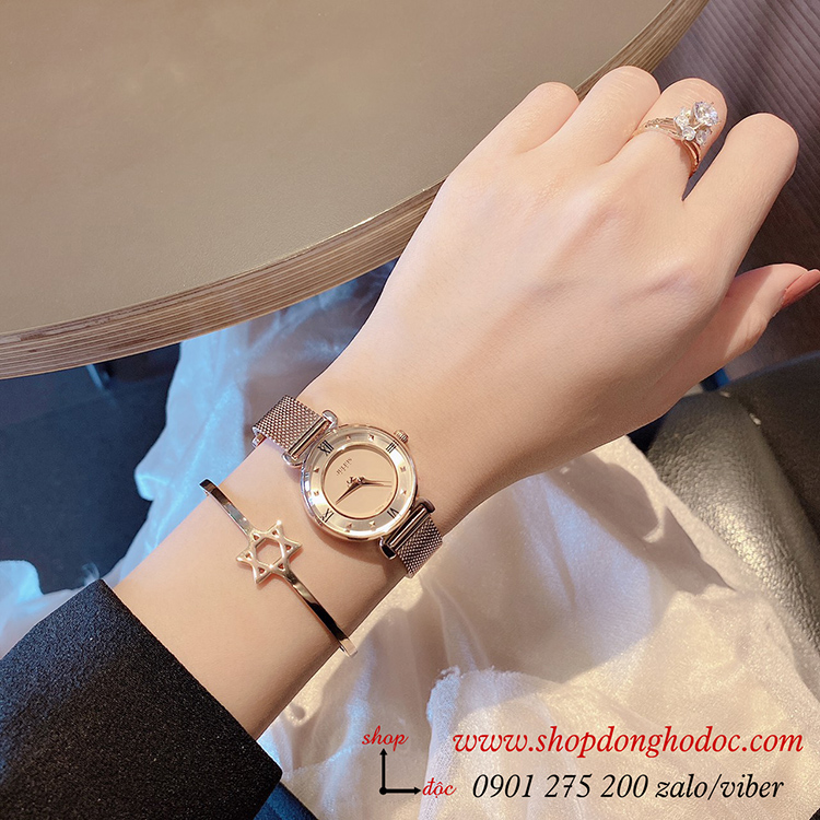 Đồng hồ nữ dây kim loại lưới mặt tròn vàng hồng nhẹ nhàng Julius 728 ĐHĐ24003