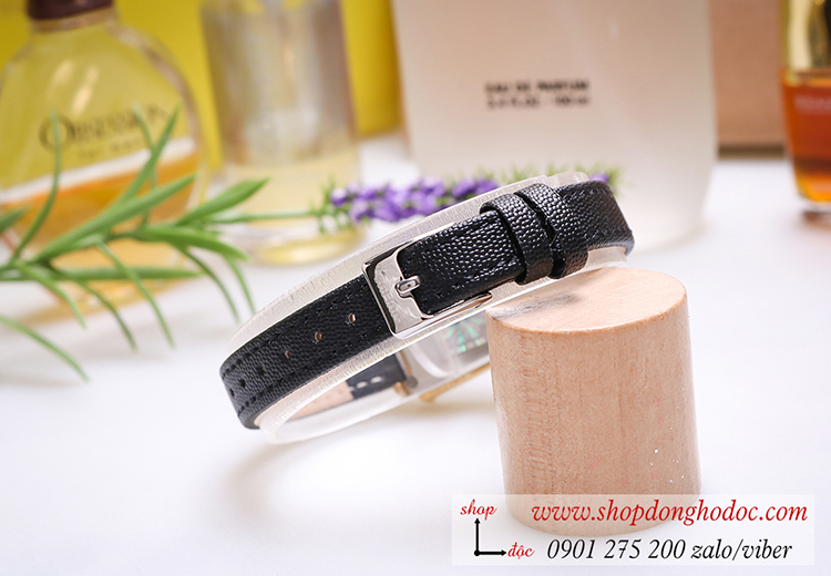 Đồng hồ nữ Julius JA 787B dây da mặt chữ nhật size nhỏ đen thanh lịch ĐHĐ24102