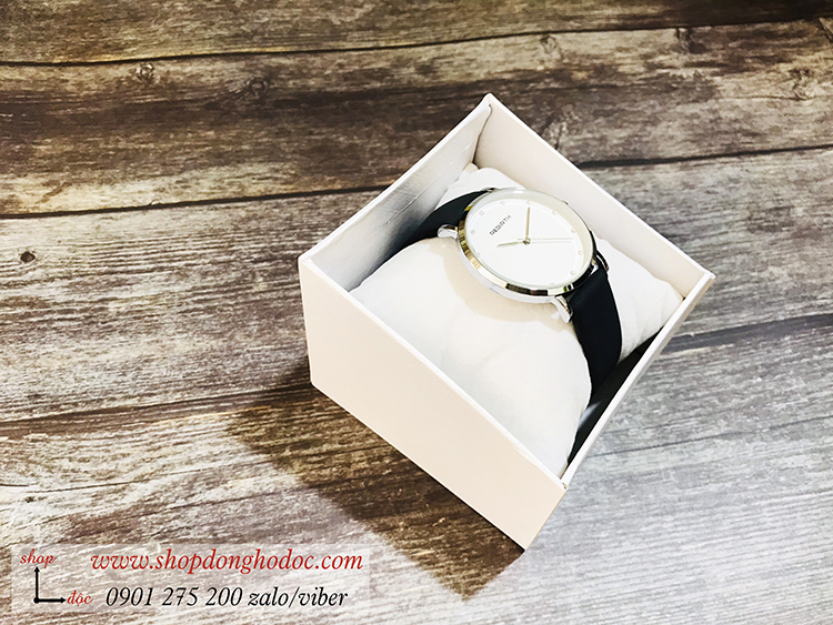 Đồng hồ nữ dây da mặt tròn đen cá tính Rebirth ĐHĐ21603
