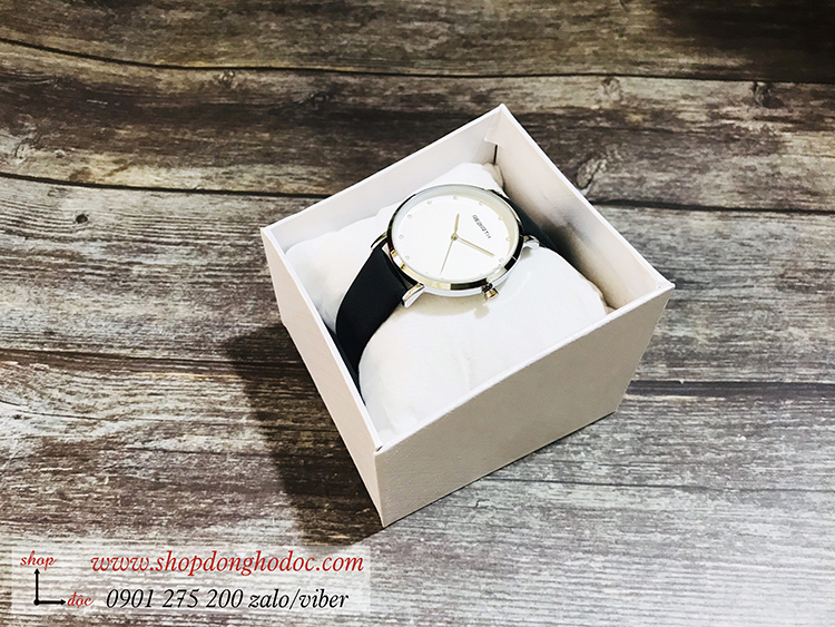 Đồng hồ nữ dây da mặt tròn đen cá tính Rebirth ĐHĐ21603
