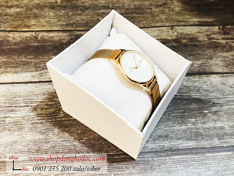 Đồng hồ nữ dây kim loại lưới mặt tròn khóa nam châm Rebirth ĐHĐ21901
