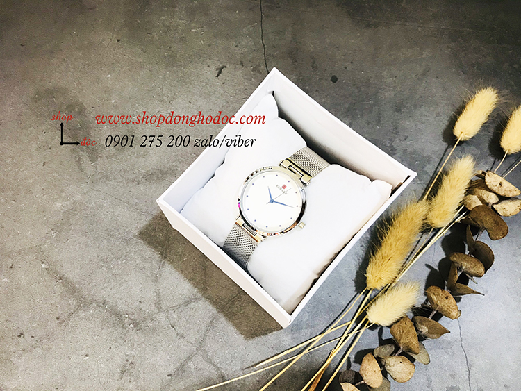 Đồng hồ nữ Reward dây kim loại lưới mặt tròn bạc hiện đại ĐHĐ17301