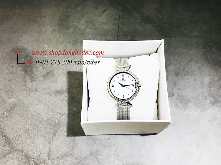 Đồng hồ nữ dây kim loại lưới mặt tròn bạc hiện đại Reward ĐHĐ17501