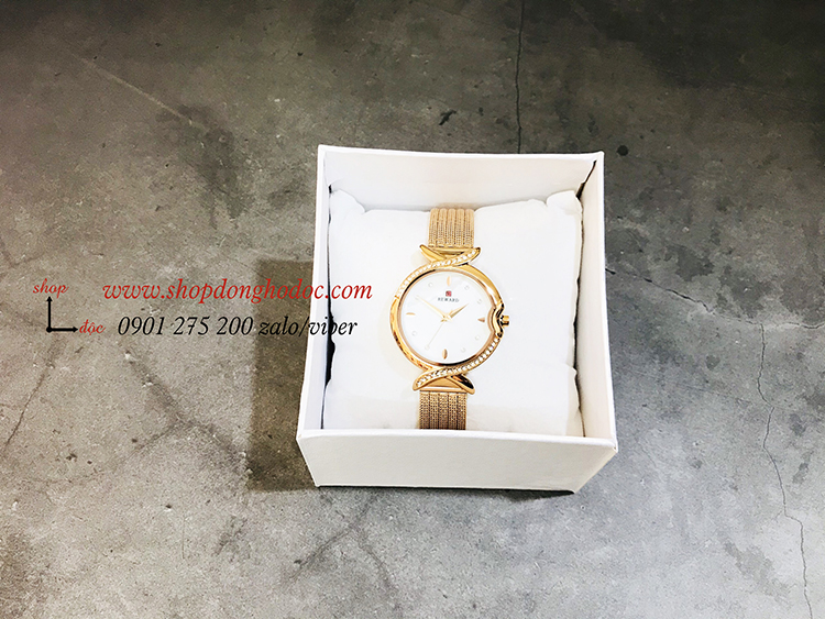 Đồng hồ nữ dây kim loại lưới mặt tròn vàng sang chảnh Reward ĐHĐ17503