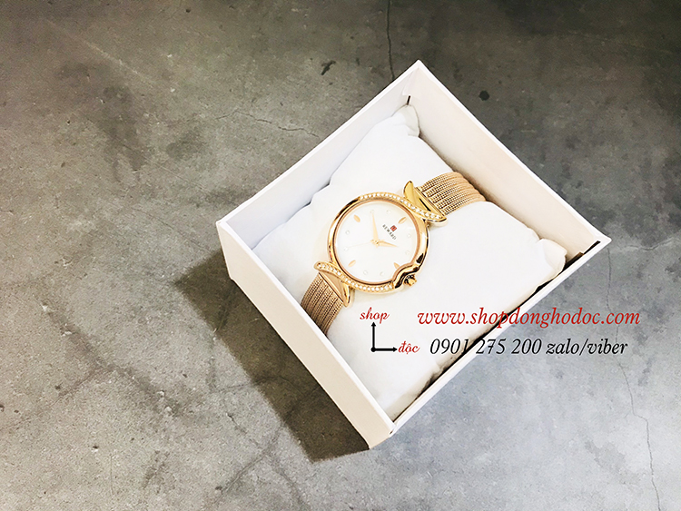 Đồng hồ nữ dây kim loại lưới mặt tròn vàng sang chảnh Reward ĐHĐ17503