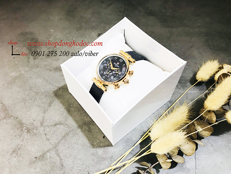 Đồng hồ nữ Reward dây kim loại lưới mặt tròn 6 kim xanh dương sành điệu ĐHĐ17602