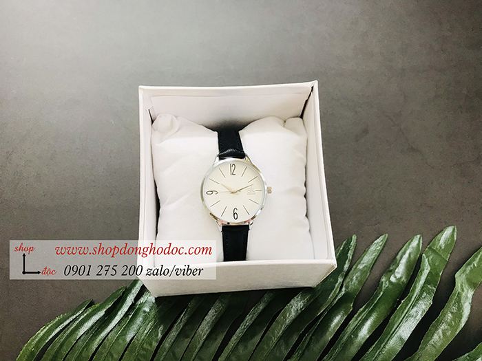 Đồng hồ Shengke SK nữ dây da mặt tròn đen thanh lịch ĐHĐ19404