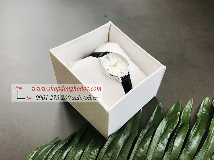 Đồng hồ Shengke SK nữ dây da mặt tròn đen thanh lịch ĐHĐ19404