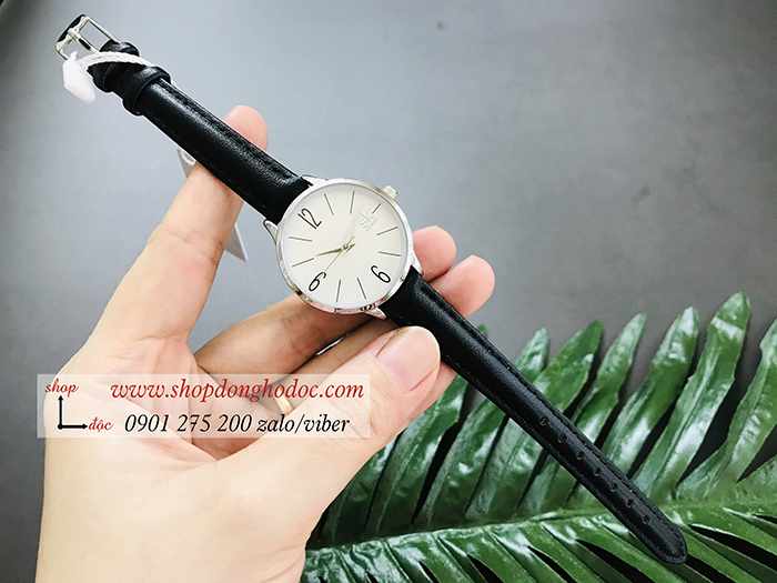 Đồng hồ Shengke SK nữ dây da mặt tròn đen thanh lịch ĐHĐ19404