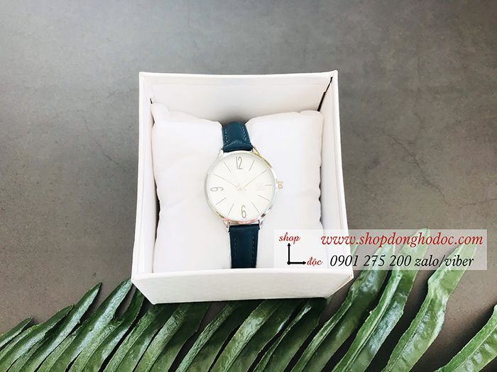 Đồng hồ Shengke SK nữ dây da mặt tròn xanh navy cá tính ĐHĐ19401
