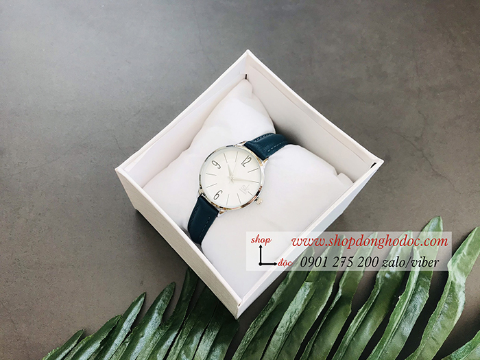 Đồng hồ Shengke SK nữ dây da mặt tròn xanh navy cá tính ĐHĐ19401