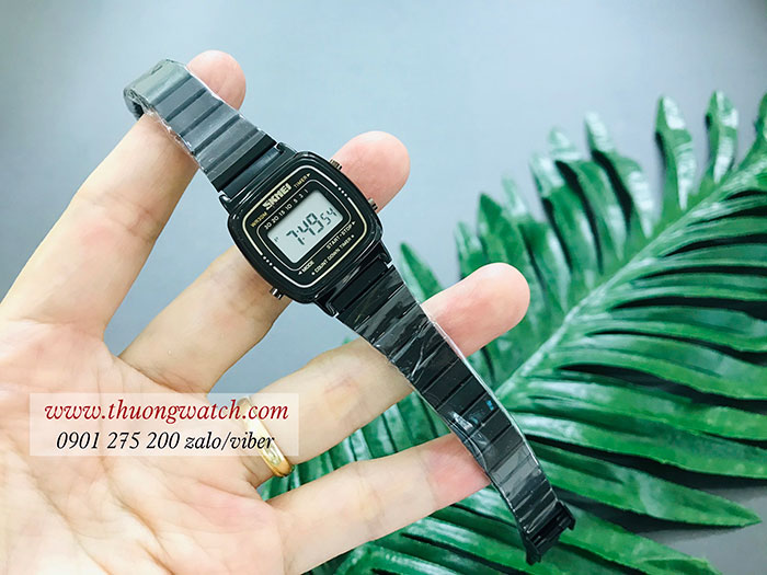Đồng hồ nữ Skmei dây kim loại mặt vuông size nhỏ đen cá tính ĐHĐ25601