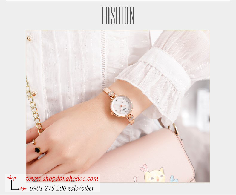 Đồng hồ nữ dạng lắc tay mặt nhỏ Skmei dây kim loại mặt tròn vàng sang chảnh ĐHĐ26002