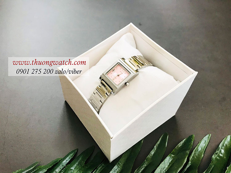 Đồng hồ nữ Skmei dây kim loại bạc mặt vuông hồng nhẹ nhàng ĐHĐ26702