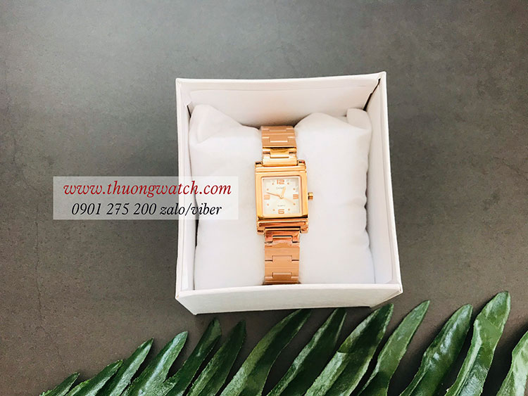 Đồng hồ nữ Skmei dây kim loại bạc mặt vuông vàng hồng sang chảnh ĐHĐ26704