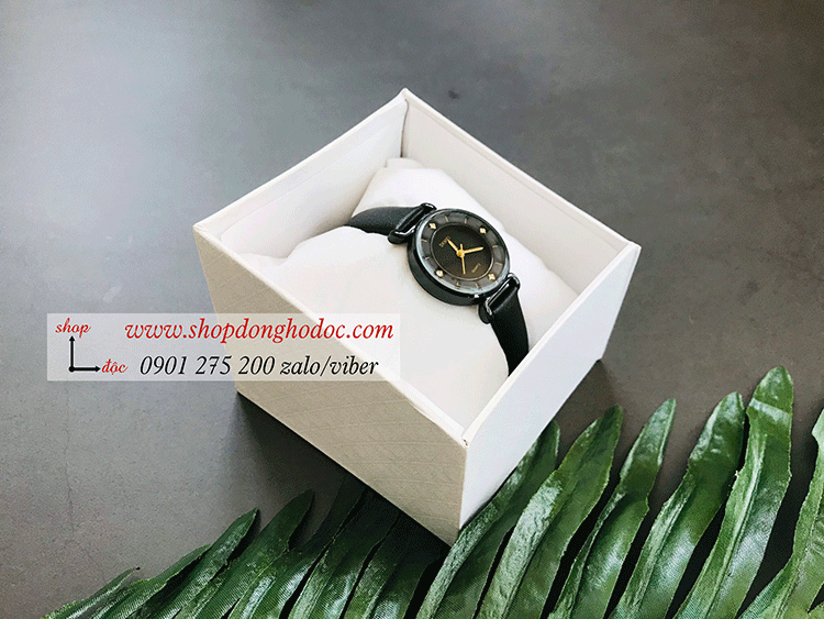 Đồng hồ nữ Skmei dây da mặt tròn size nhỏ đen cá tính ĐHĐ26902