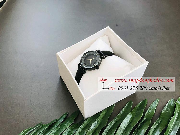 Đồng hồ nữ Skmei dây da mặt tròn size nhỏ đen cá tính ĐHĐ26902