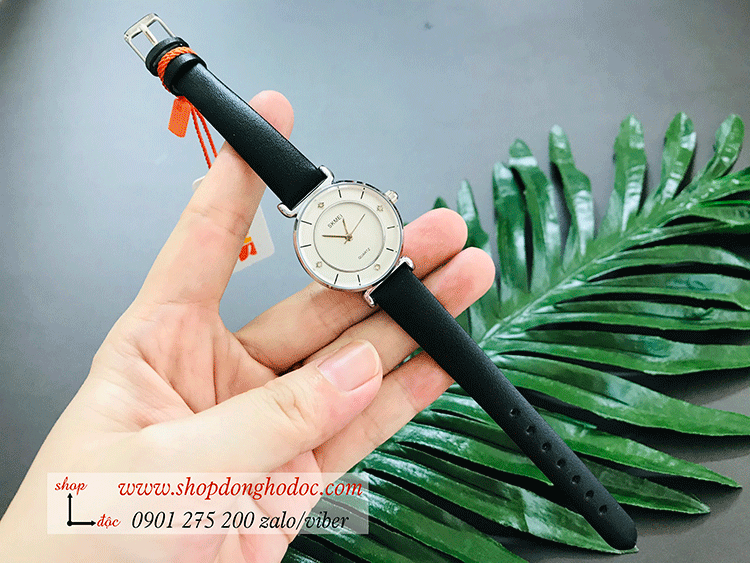 Đồng hồ nữ Skmei dây da mặt tròn size nhỏ đen hiện đại ĐHĐ26901