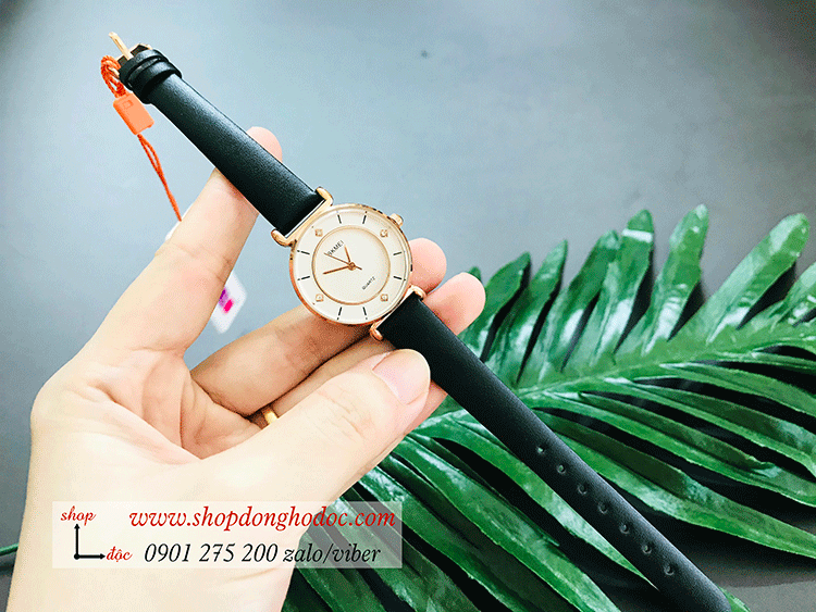 Đồng hồ nữ Skmei dây da mặt tròn size nhỏ đen thanh lịch ĐHĐ26903