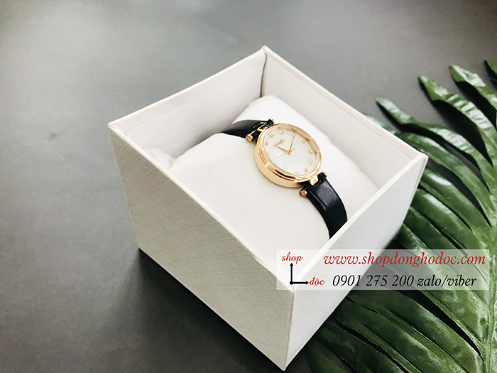 Đồng hồ nữ Skmei dây da mặt tròn size nhỏ đen thanh lịch ĐHĐ36702