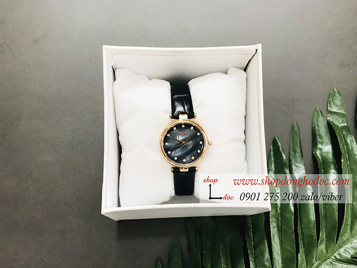 Đồng hồ nữ Skmei dây da mặt tròn size nhỏ xanh cá tính ĐHĐ36704