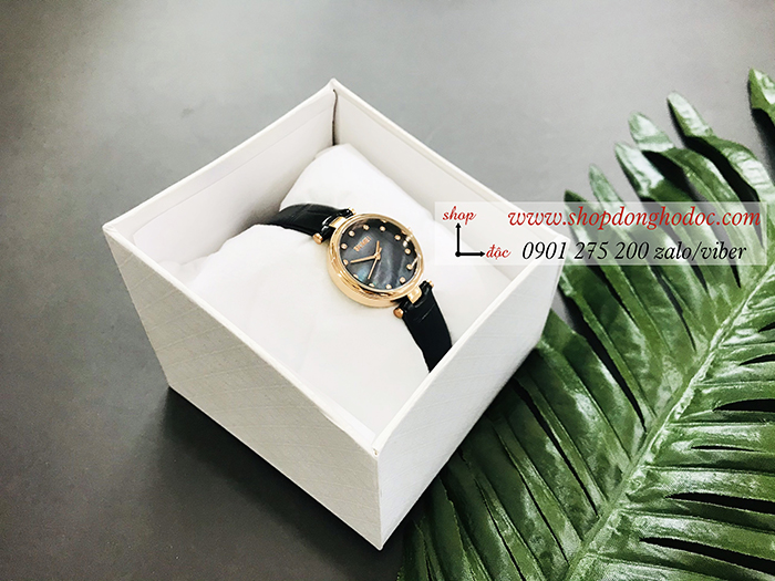 Đồng hồ nữ Skmei dây da mặt tròn size nhỏ xanh cá tính ĐHĐ36704