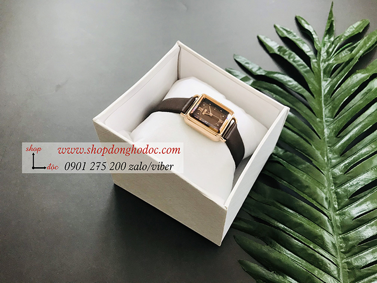 Đồng hồ nữ Skmei dây da mặt vuông nâu tây ĐHĐ36802