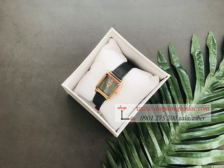 Đồng hồ nữ Skmei dây da mặt vuông size nhỏ xanh lục thời thượng ĐHĐ36804